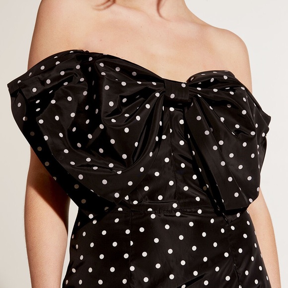 Bardot Bow Mini Dress Polka Dot Black Size XS - Picture 2 of 7
